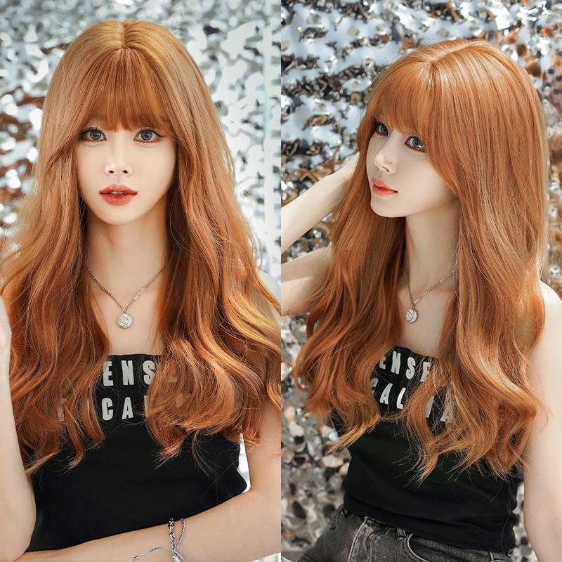 Professional  WIGS Long Body Wavy Sakura Pink Wig for Sweet Girl High Density Synthetic Loose Curly Hair Wig with Bangs Beginner Friendly
