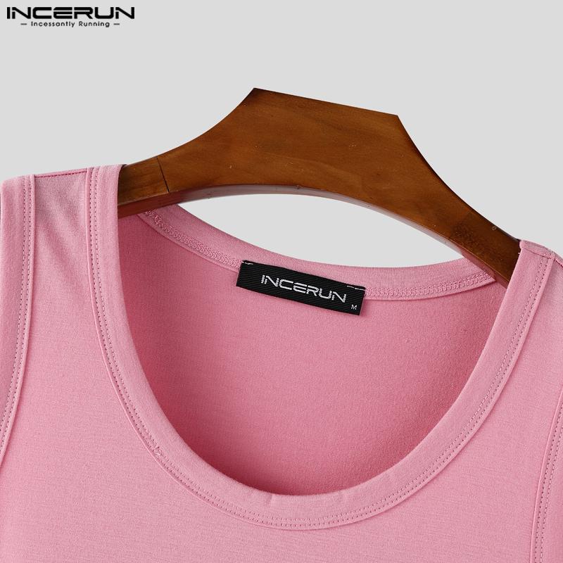 INCERUN Sommer Herre Rund Hals Ensfarget Sport Fritid Tanktopper Undertrøyer