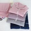 Japanese Couple's Pajamas Set: Plain Cotton, Loose Fit, Unisex, Plus Size, for Spring & Autumn.