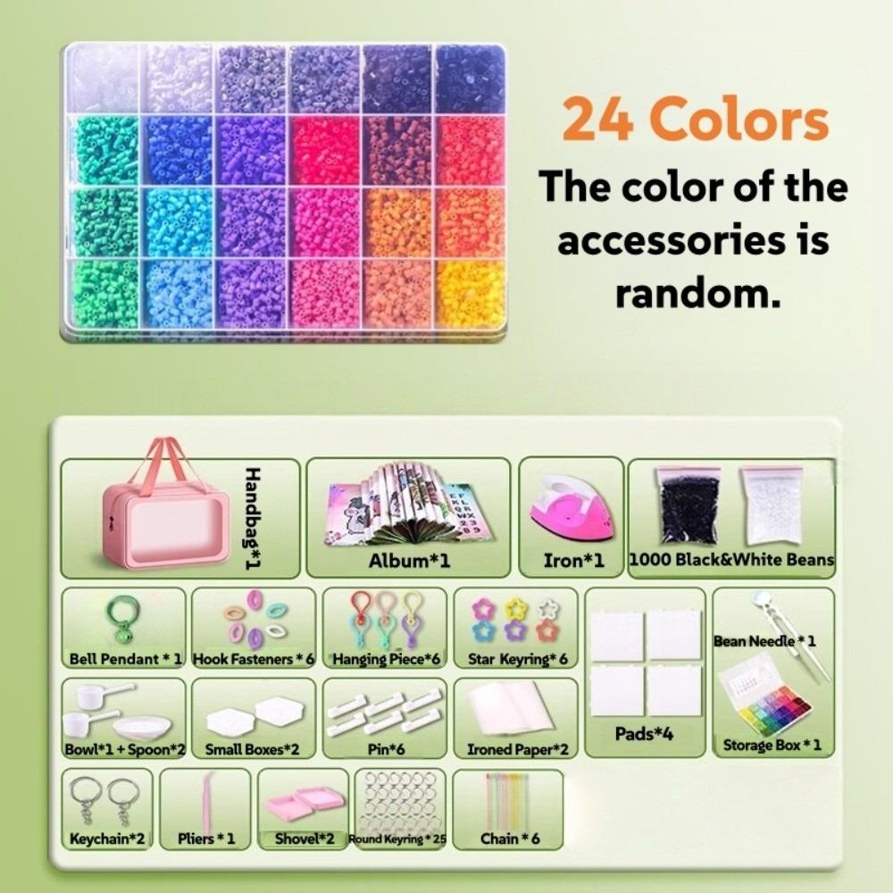

DIY Iron-on Bead Craft Kit 24/48 Colors Fuse Beads Handmade Perler Beads Educational Toys 24 Colors