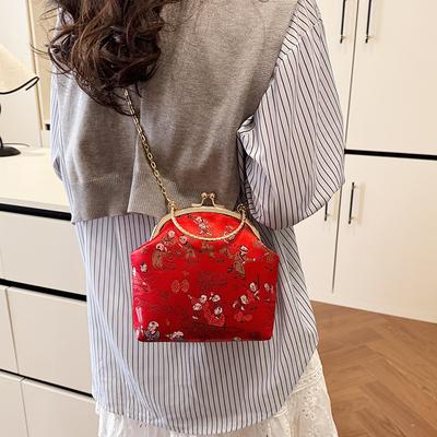 Süßer Verschluss Einfache Taschen für Damen Seidenstickerei Patchwork Natürlicher Stil Umhängetaschen Leichter Luxus Damenhandtaschen