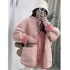 Cotton Padded Jacket Women's Short Style Oversize Thick Padded Jacket Fleece Single Breasted Warm Coat with Pockets In Autumn and Winter