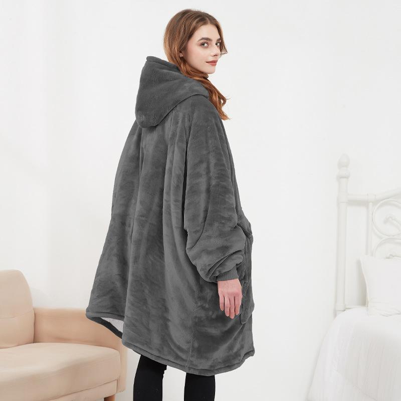 Fashion Warm Blanket for Home Bedroom Casual Heating Hooded Lazy Blanket Thickened Wearable Blanket