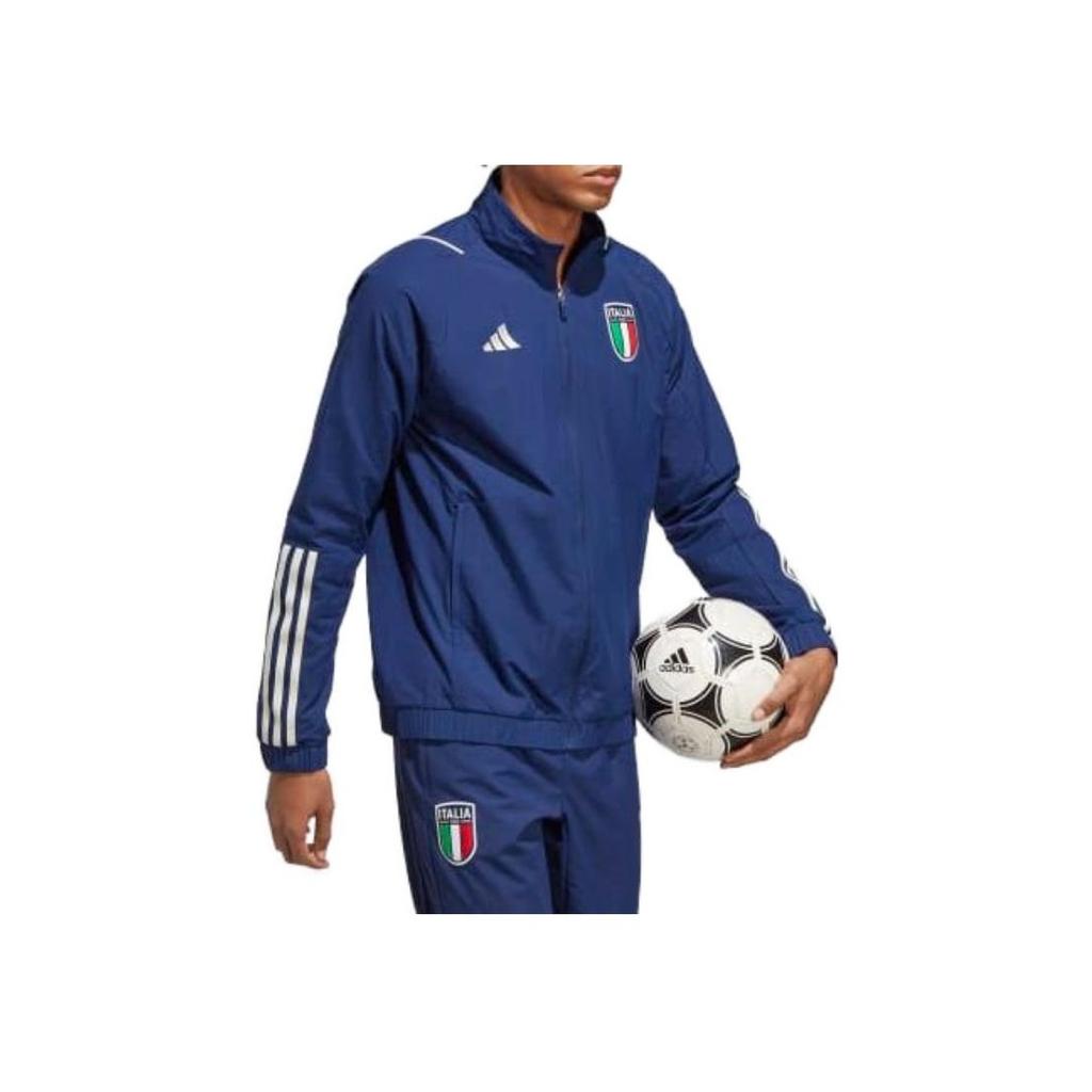 Adidas Italy Tiro 23 Presentation Jacket Logo Print Retro Sports Stand Collar Zip Long Sleeve Jacket Men Jacket Blue HS9872
