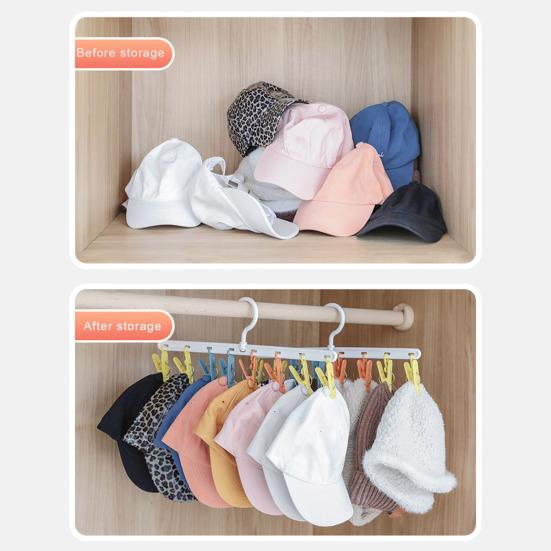Coat Hanger with 8 Clips 360 Degree Rotation Great Load Bearing Underpants Towel Clothes Drying Holder Clip Sock Clip Hanger Wardrobe Cap Organizer
