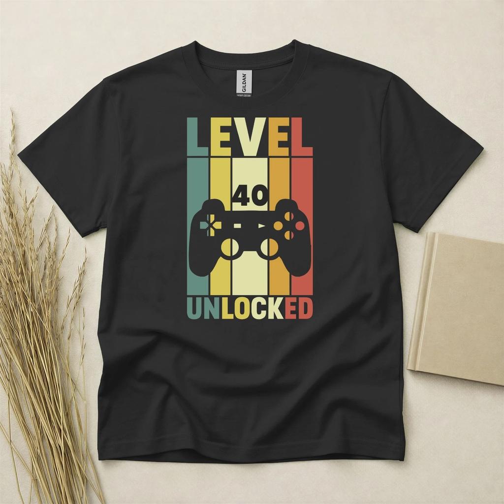 Level 40 Unlocked 40th Birthday Children's Children's Children's T Children's T-shirt Custom Year Gift Gildan Heavy Cotton Tee