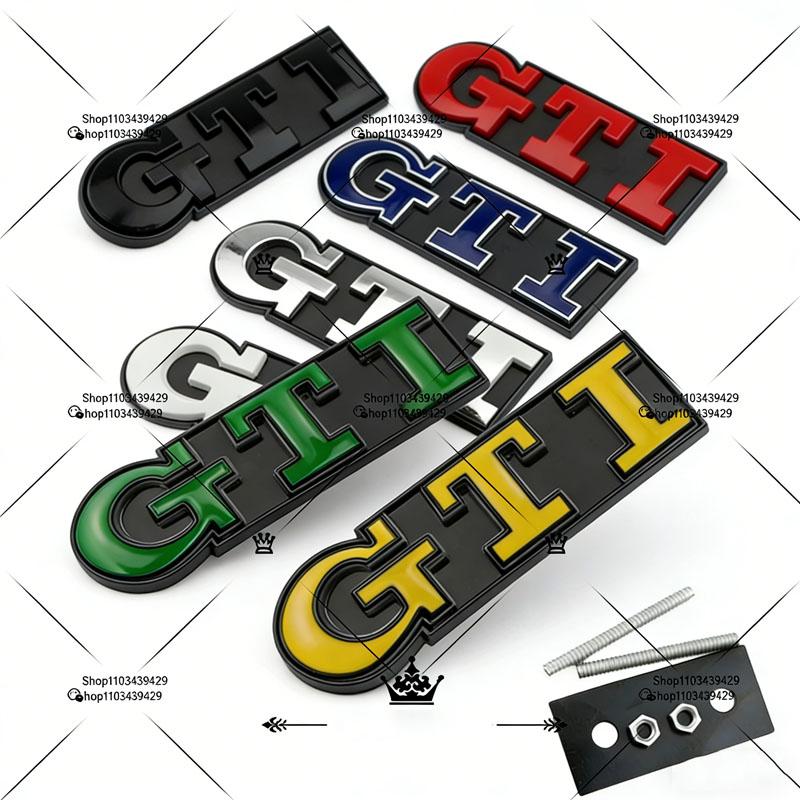 HAT1 3D Metal GTI Logo Emblem for VW Volkswagen Golf MK3 MK4 MK5 Polo Passat Tiguan Jetta T-Roc Caddy Badge Auto Front Grille Badge
