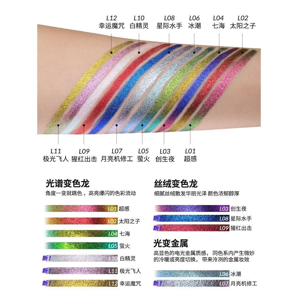 Kaleidos Eyeliner Gel Pencil Waterproof Chameleon Colour Long Wear Glitter Metallic Waterproof Eye Pen High Pigment Eyeshadow