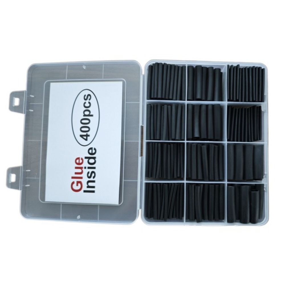 400 Pcs High Temperature Insulation Sleeving Black Shrink Tubing  Marine Grade Shrink Wrap