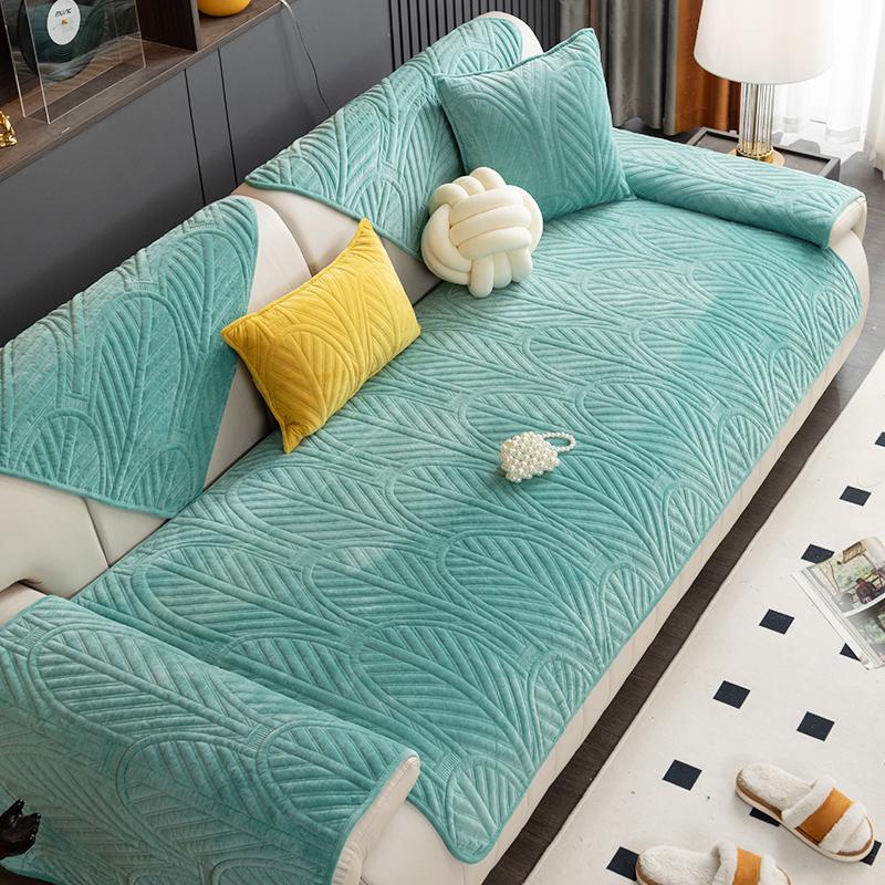 Plush Sofa Cushion Winter Sofa Cover Towel Thickened Sofa Cushion Simple Cream Style Non-Slip Sofa Cover Cloth
