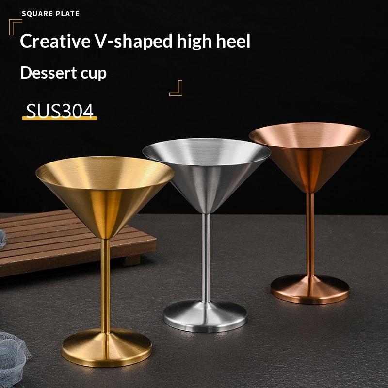 Edelstahl Martini-Gläser Cocktailglas Eis Dessertkelch Getränk Champagner Metall Weinkelch Restaurant Bar Geschirr