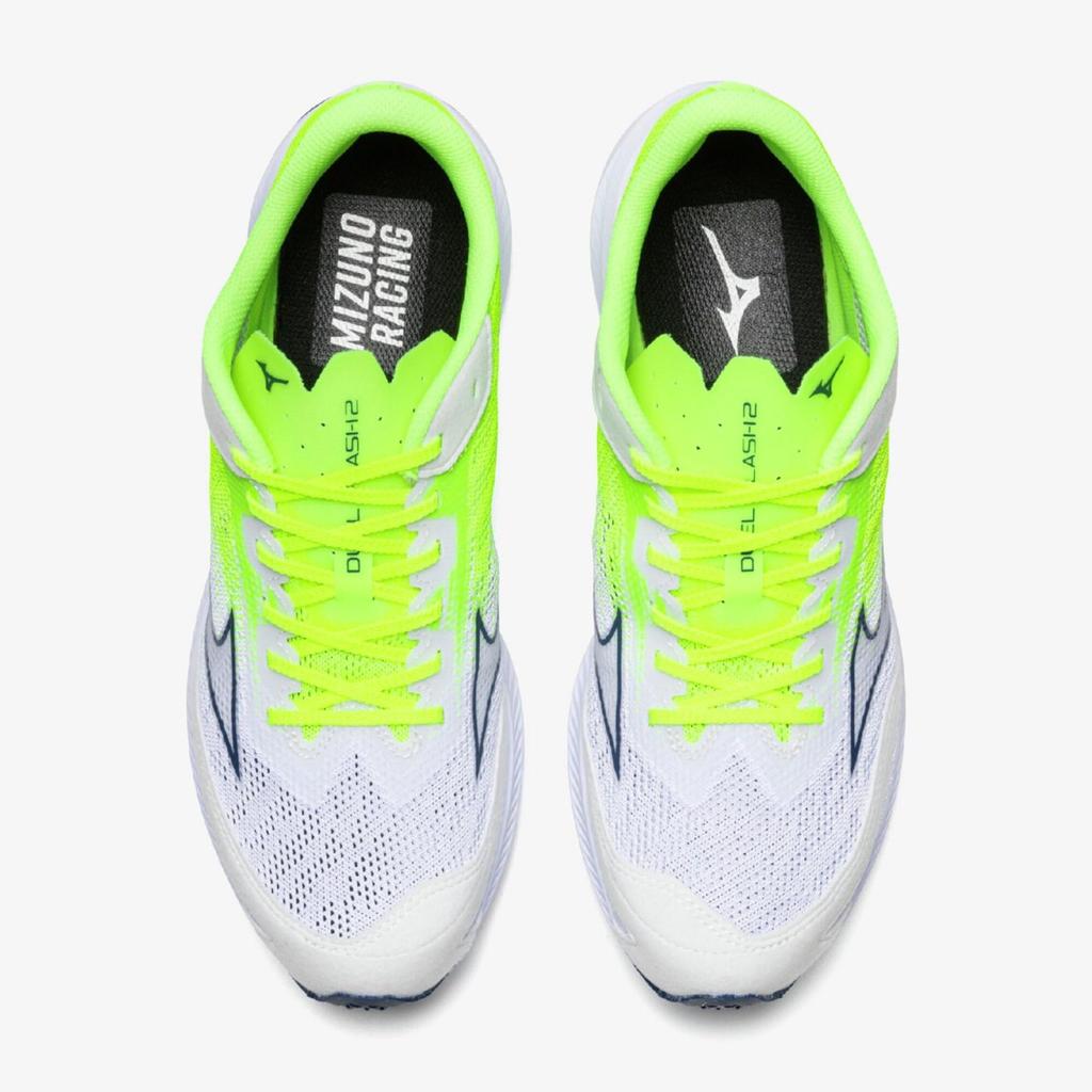 Mizuno Duel Flash 2 Running Size 2E Shoes, White/Navy/Yellow, 25.0 cm,