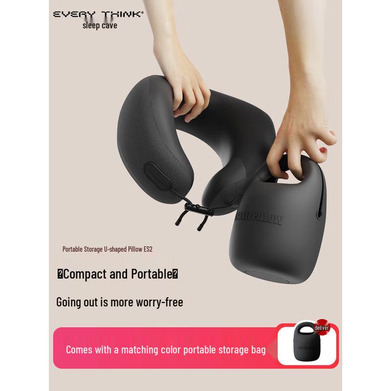 ES2 Striped Memory Foam Travel Neck Pillow