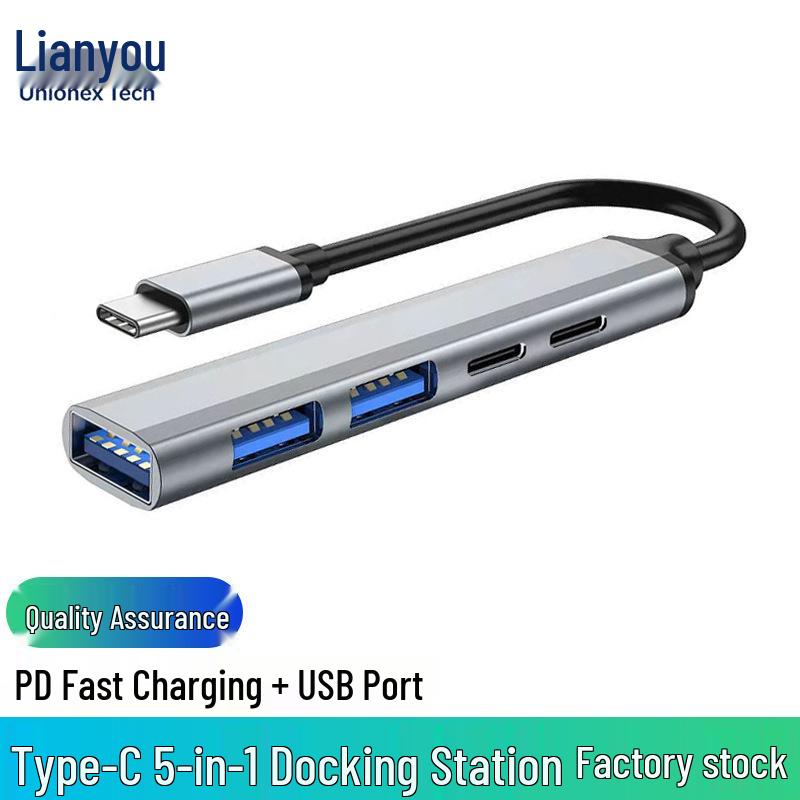 5-in-1 USB-C Docking Station: Multifunctional USB 3.0 Hub Expansion Dock