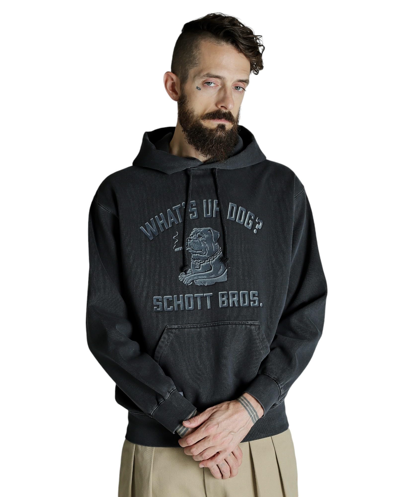 

Schott FLOCKY CHILL ROTTWEILER Hooded Sweatshirt, Men s, Size S, 010, Black, 782-4231008