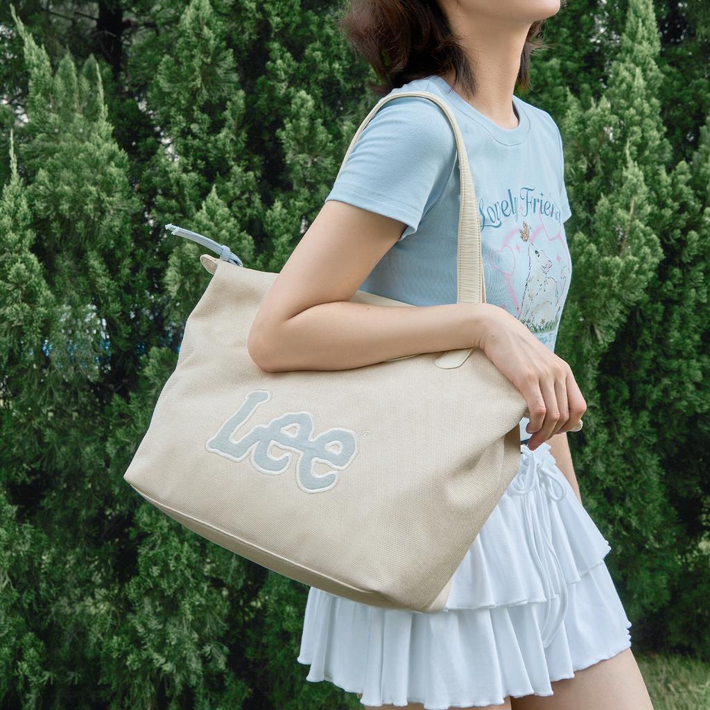 New Lee Fabric Shoulder Bag Tote Women's Haze Blue/Beige LE250614M