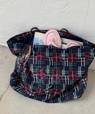 Ronron Pattern Logo Shopper Red Check