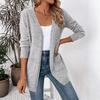 Women Open Front Cardigan Long Sleeve V Neck Casual Knit Sweater with Pockets Solid Color