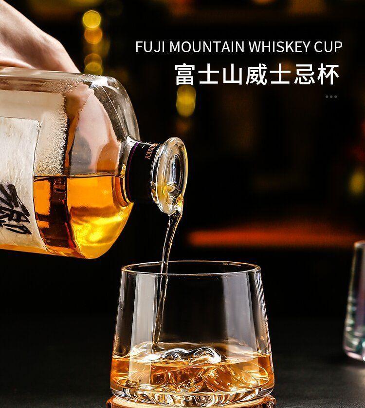 Sklenice na whisky z křišťálového skla, Sklenice na japonský likér, Čirá sklenice ve tvaru ledovce, Vhodná pro vodku, likér, tequilu, shochu, koktejly