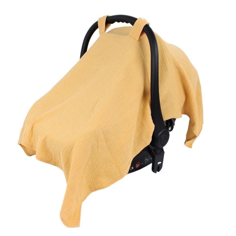 

New Gauze Stroller Cover Light Breathable Cotton Basket Cover Dust Proof Sunscreen Safety Seat Cover Newborn жовтий