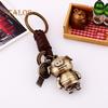 Vintage Kunstleder Kreis Ring Cartoon Schwein Bär Anhänger Charm Auto Schlüsselanhänger Aufhängung Schmuckstück