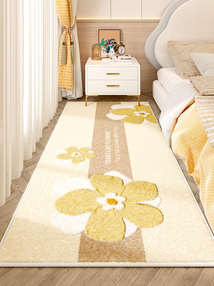 Flower Pattern Bedroom Decor Plush Thick Plush Carpets for Living Room Anti-slip Bedside Washable Floor Mat Home Fluffy Soft Rug