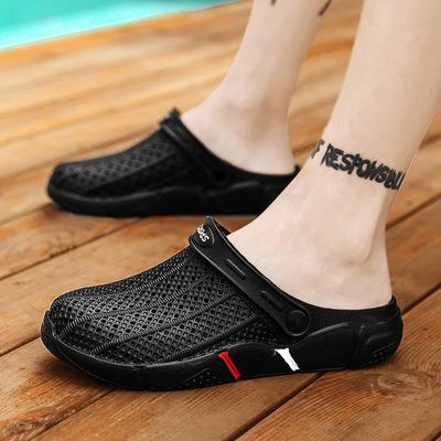 Men'S Hole Shoes Wear Thick-Soled Non-Slip Beach Sandals, Non-Slip Bag Head Dual-Purpose Stepping On Shit Slippers