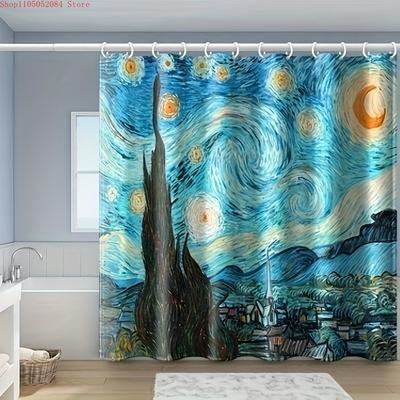 Cortina de Chuveiro Resistente Com Ganchos Impermeável Antimofo Fácil de Limpar Estilo Fofo Simples Para Casa Hotel Apartamento de Aluguel Banheiro