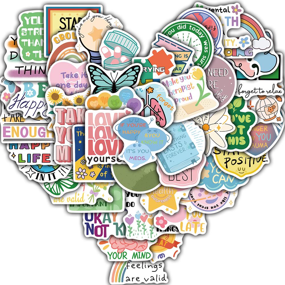 50PCS Mental Health Sticker Cartoon Laptop Luggage Diary Skateboard Coffee Harajuku Personalized DIY Phone Art Picture Stickers