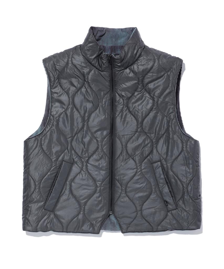 Critic Dyeing Corduroy Reversible Padding Vest Charcoal