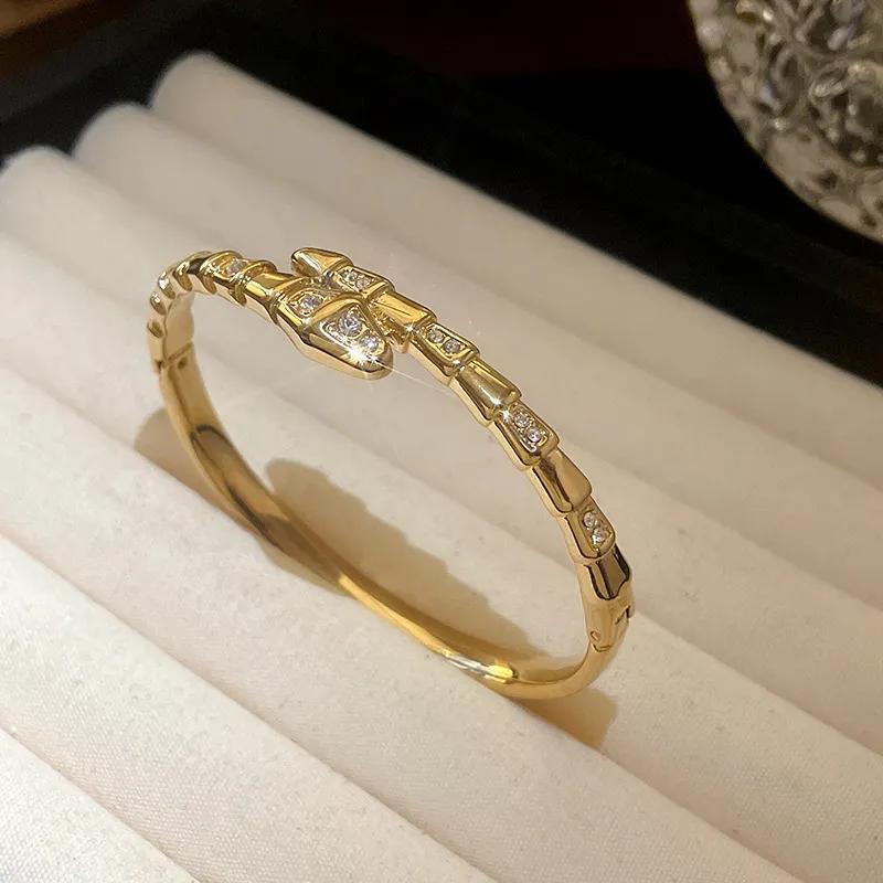 Zircon Snake Cross-open Bracelet, High-end and Exquisite Bracelet, Light Luxury and Trendy Bracelet