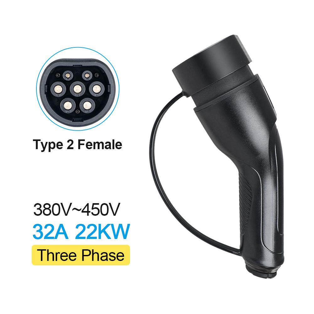 16/32A 3.6/7.2/11/22KW Type 2 EV Charger Plug Adaptor IEC 62169 Male/Female For Charging Station And Eletric Vehicle Connector
