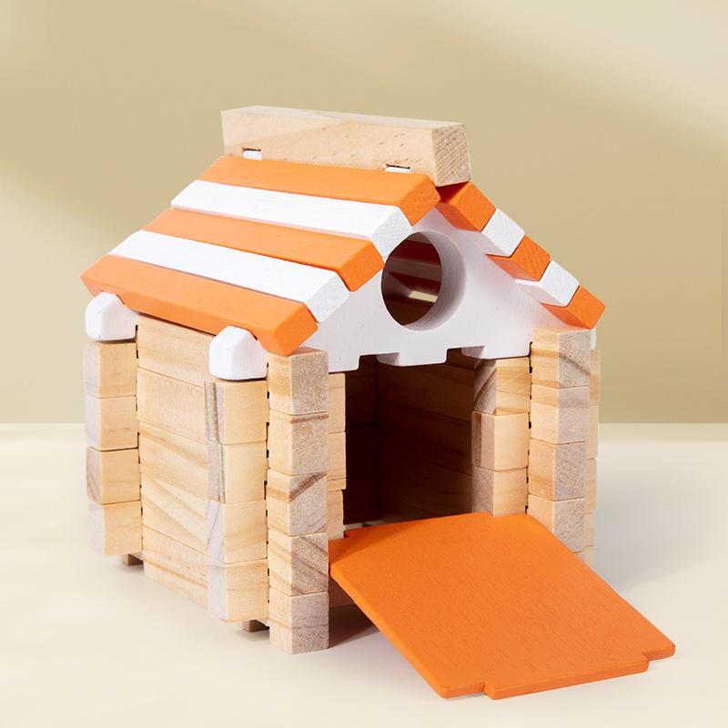 DIY Wooden Building Blocks Set Mini House Montessori Learning Toy for Children Early Education Creative Wood Blocks Stacking Toy