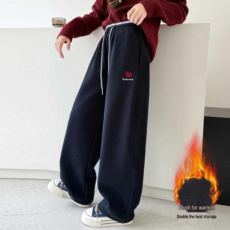 Girls' Fleece-Lined Winter Sweatpants - 2025 Collection for Ages 8-15, Warm and Stylish Casual Pants for Kids and Teens