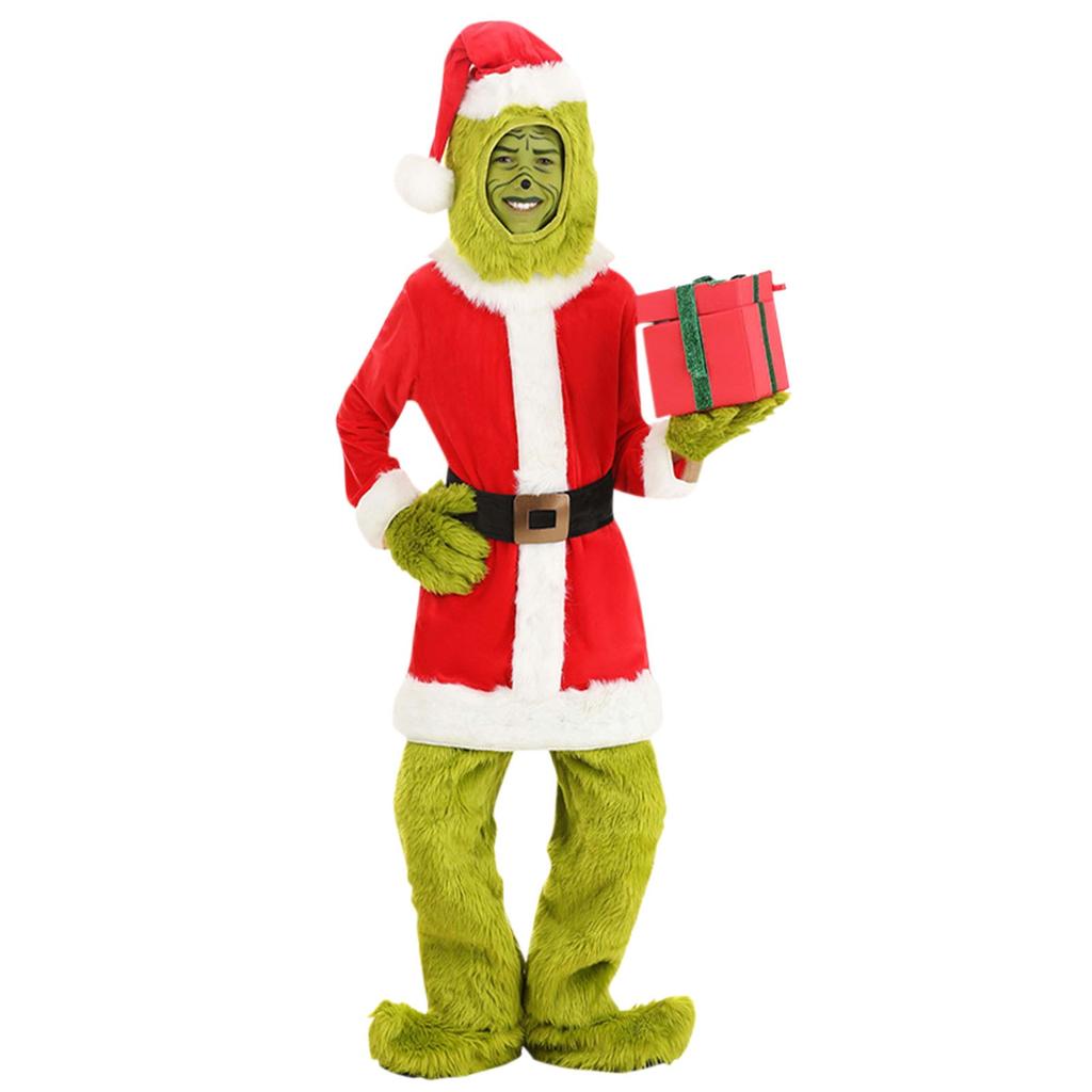 Christmas Cosplay Costume Santa Hat Gloves Belt Clothes Pants Mask Shoes