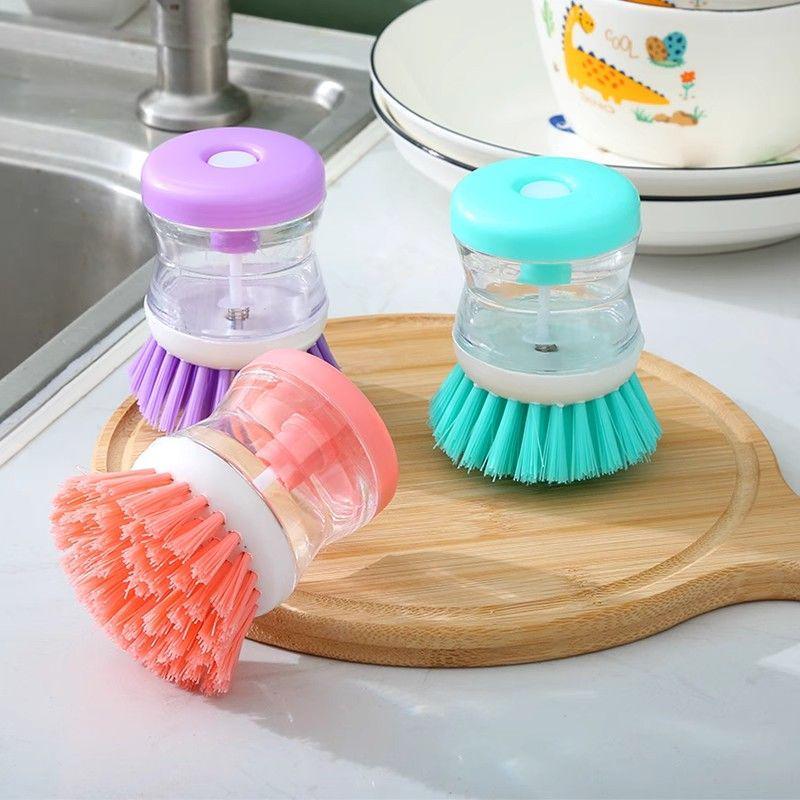 Hydraulic Liquid Dispensing Kitchen Brush: Non-Stick, Non-Scratch, Easy Dish & Pot Cleaning