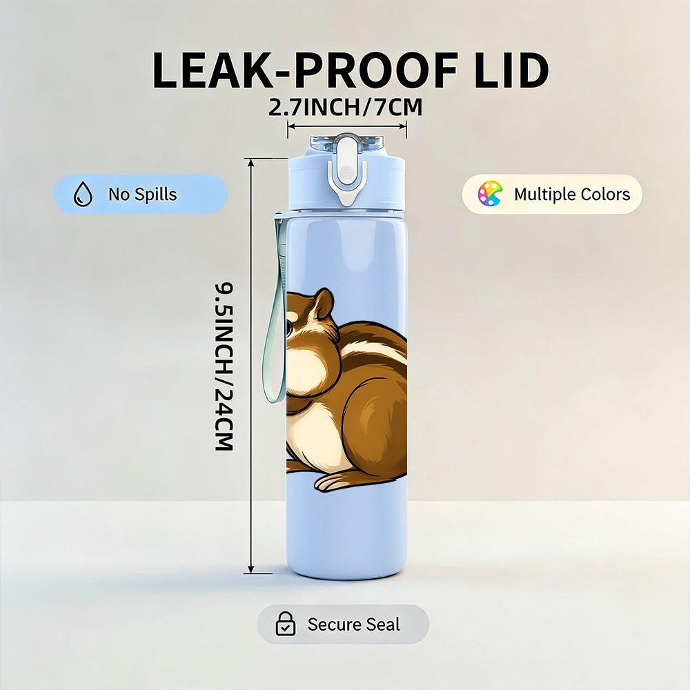 1PC Pine Nut Squirrel 750ml Color Plastic Sports Water Bottle Leakproof Flip Straw Lid Suitable for Sports Office Home Use