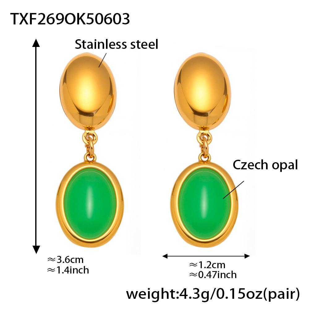 

Многоцветное ожерелье-подвеска из натурального опала, браслет из нержавеющей стали 316 с 18-каратным золотым покрытием, серьги-капли, женский роскошный набор с цирконами