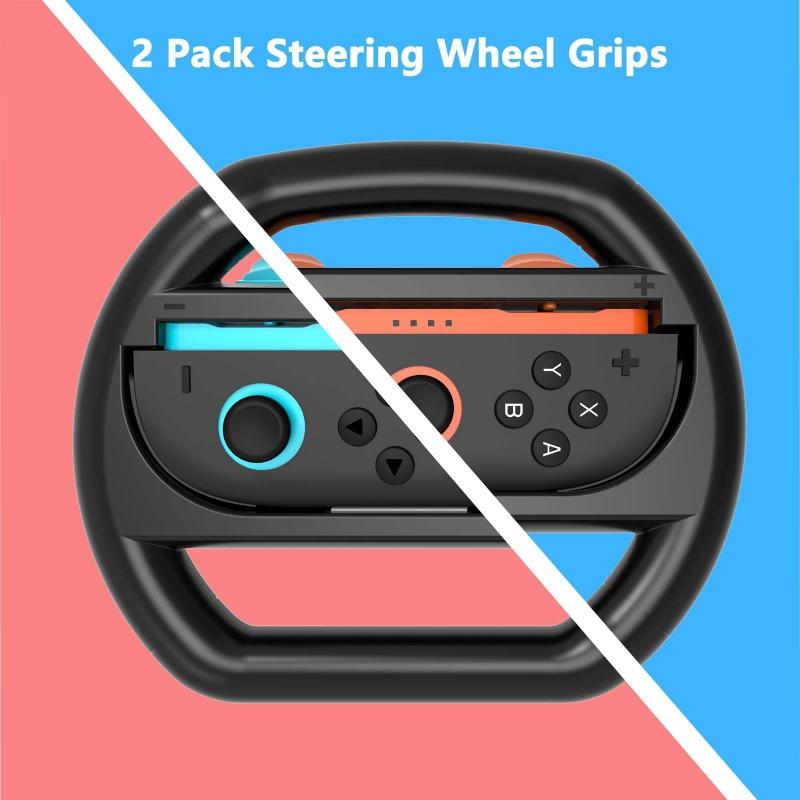 2pcs Handle Steering Wheel for Switch 2 JoyCon Controller Handle Grip for NS2 Gamepads Kart Car Racing Game Accessories