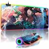 RGB Backlit Anime D_Demon S_Slayer Mouse Pad Cute Anime Grils Lager Gamer Cabinet Overwatched Mouse Mat Non-Slip Keyboard Mat