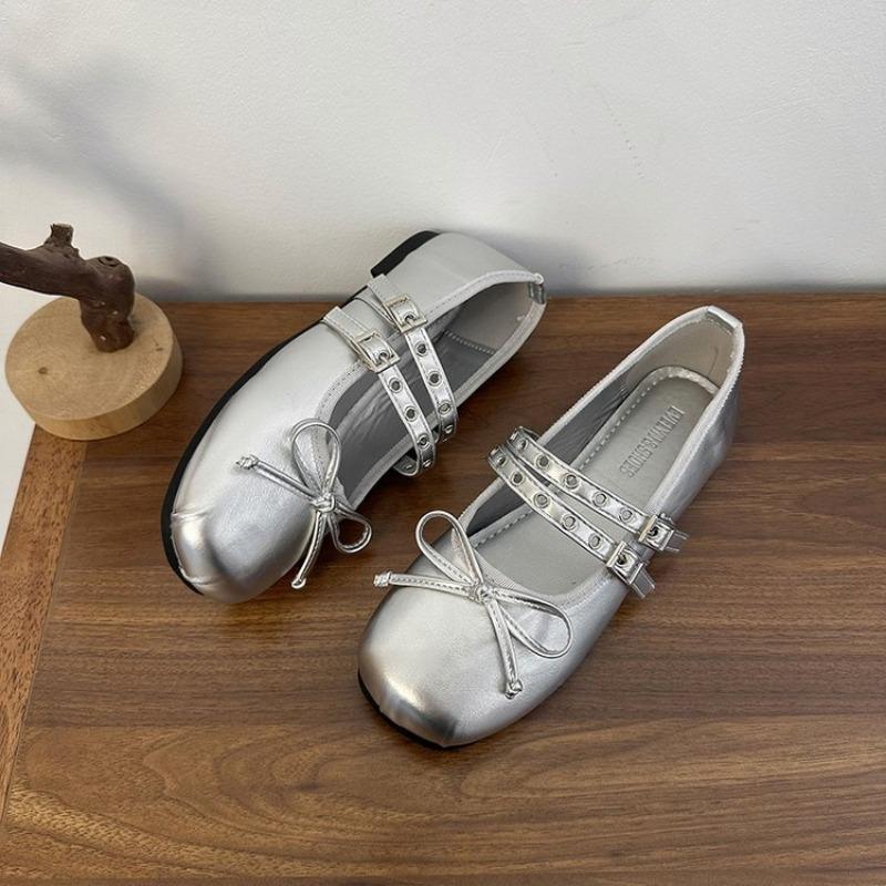 Fashion 2025 Hot Selling Square Toe Butterfly-knot Women Mary Jane Shoes Ladies Soft Sole Dress Flats Casual Street Style Ballet Shoes