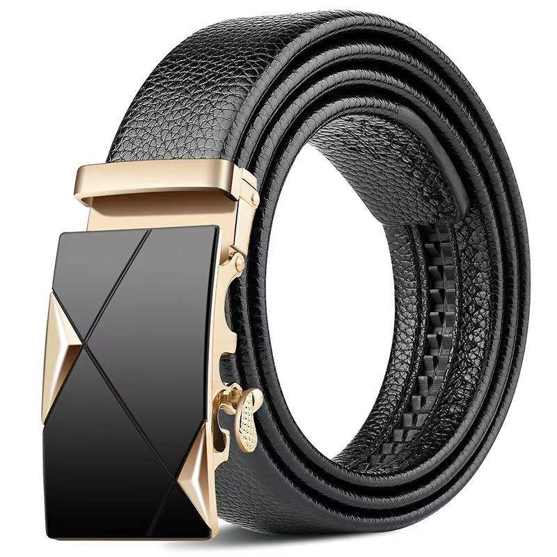 Men's Durable Automatic Buckle Leather Belt - Versatile Youth Business Trend Waistband