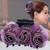 Non-slip Crossing Teeth Women Hair Claw Flower Beads Decor Bow Bath Hair Claw Styling Tool