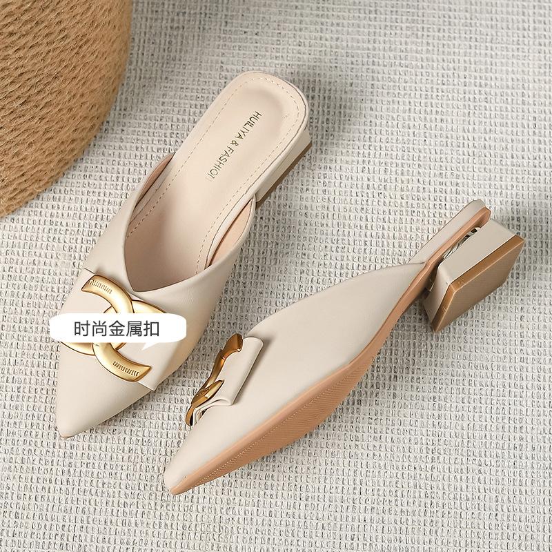 

Баотоу полуоткрытые женские летние верхние туфли 2025 весна и лето новые простые ленивые туфли-мюли на одной педали женщины Y6011-23 40 абрикосовый