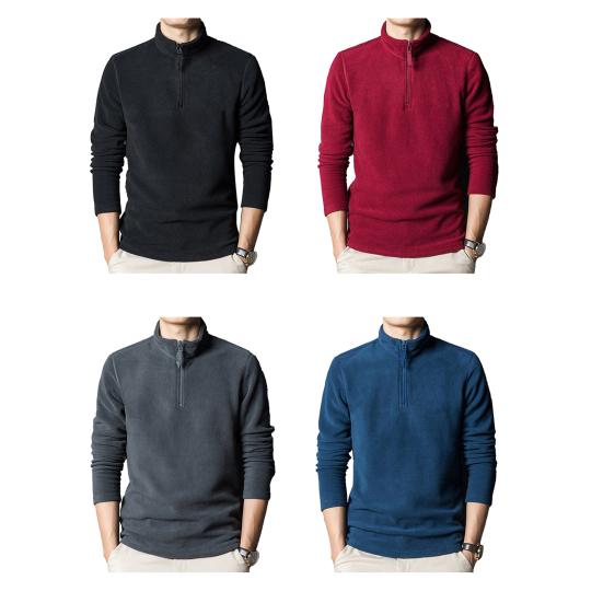 Pánské topy Stojáček Poloviční zip Dlouhý rukáv Mikina z polárního fleecu Měkké Hřejivé Prodyšné Sportovní topy