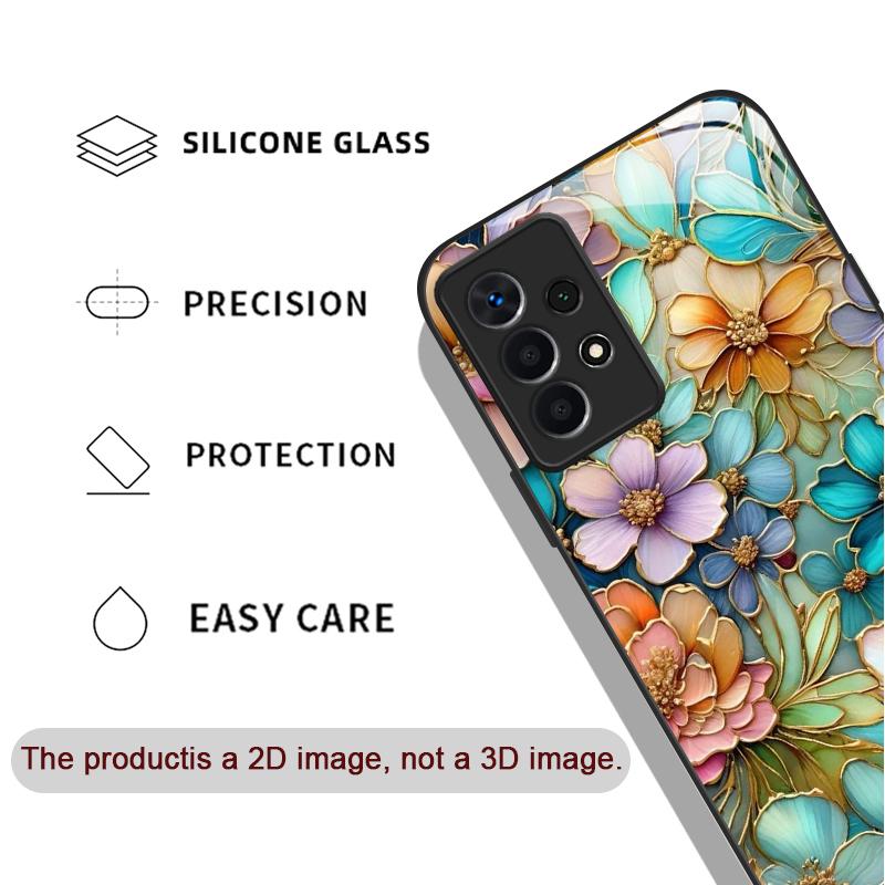 Luxury Flower Marble Texture Tempered Glass Phone Case for Huawei Honor 200 100 90 Mate 50 40 Pro Nova 12 11 SE P30 P40 5G Cover