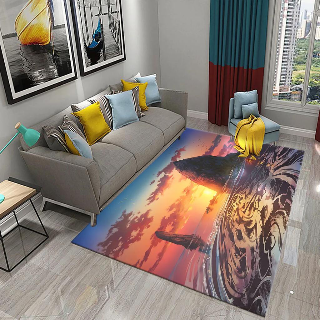 3D Colorful Cartoon Sunrise Carpet for Bathroom Entrance Non-Slip Mat Kitchen Living Room Kids Bedroom Decor Floor Carpet Rugs