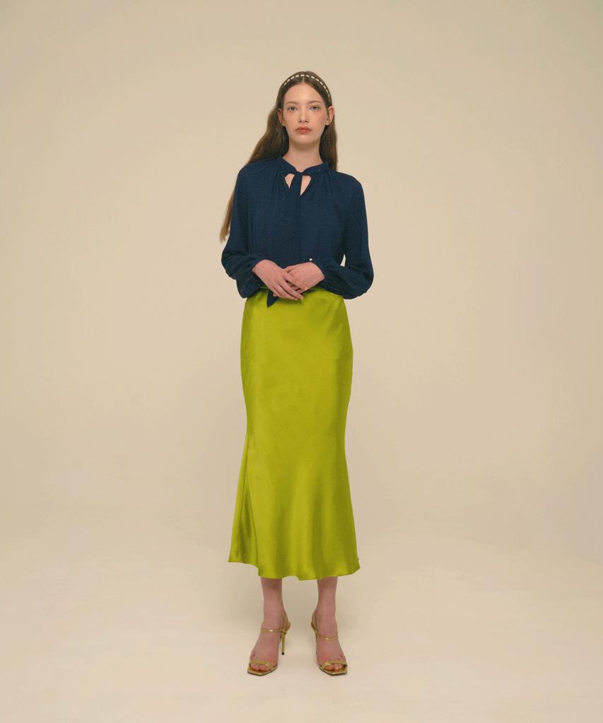 Aiseugadeuneiogongpal Mermaid Maxi Satin Skirt_Golden Lime