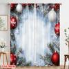 2pcs,2D Plane Printing Creative Curtains Christmas Ornaments Snow Festive (3) Versatile Polyester (without Rod) Home Decor
