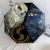 Two Owls  pattern, automatic folding umbrella, portable and foldable design, 8 ribs, a Christmas or birthday gift.